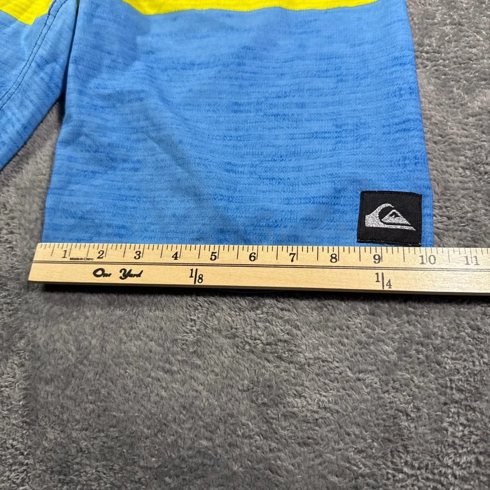 Quiksilver Mens Striped Board Shorts Blue Yellow Size 30 Logo Surf Swim Trunks